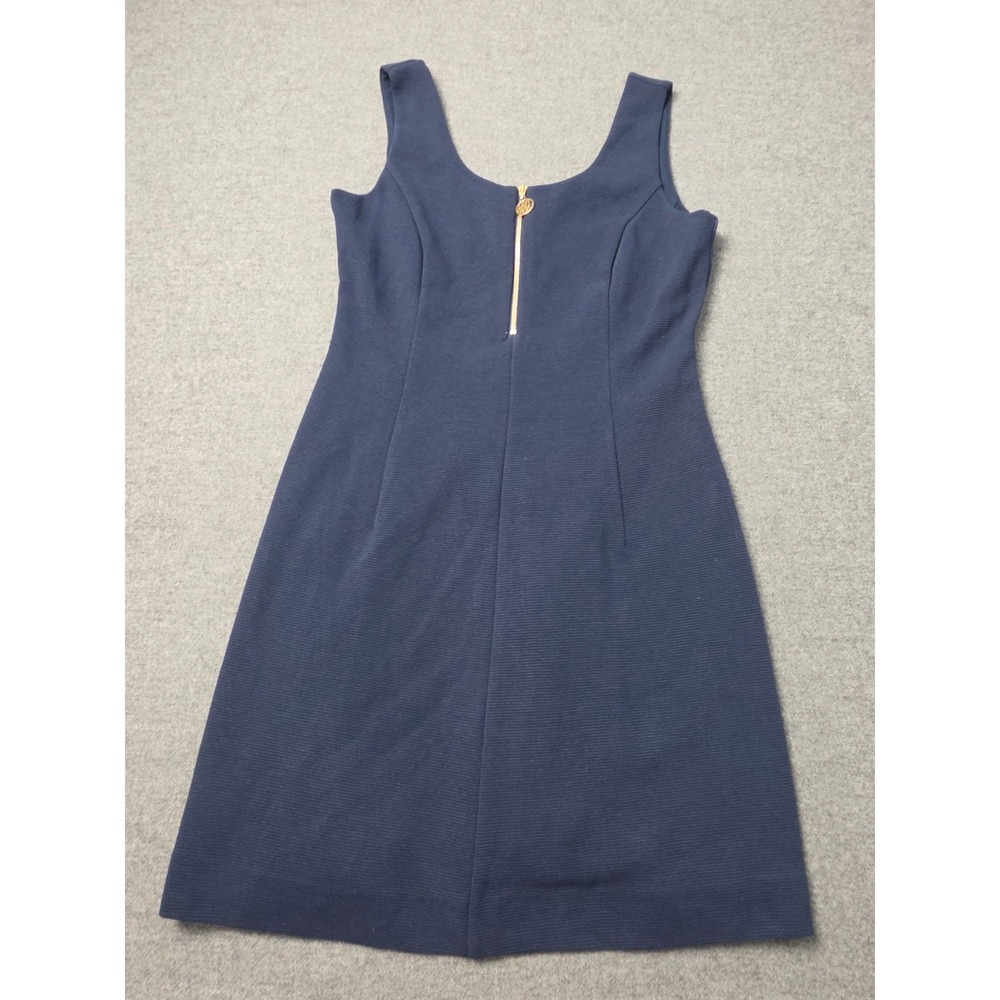 Lilly Pulitzer Tank Dress Womens Small Blue Ribbed Knit Stretch Gold Zip Front